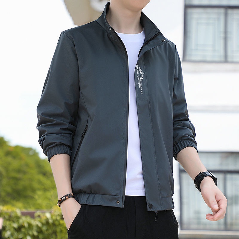 Áo Khoác Nhung Mỏng Cổ Đứng Phong Cách adidas Hàn Quốc Cho Nam
