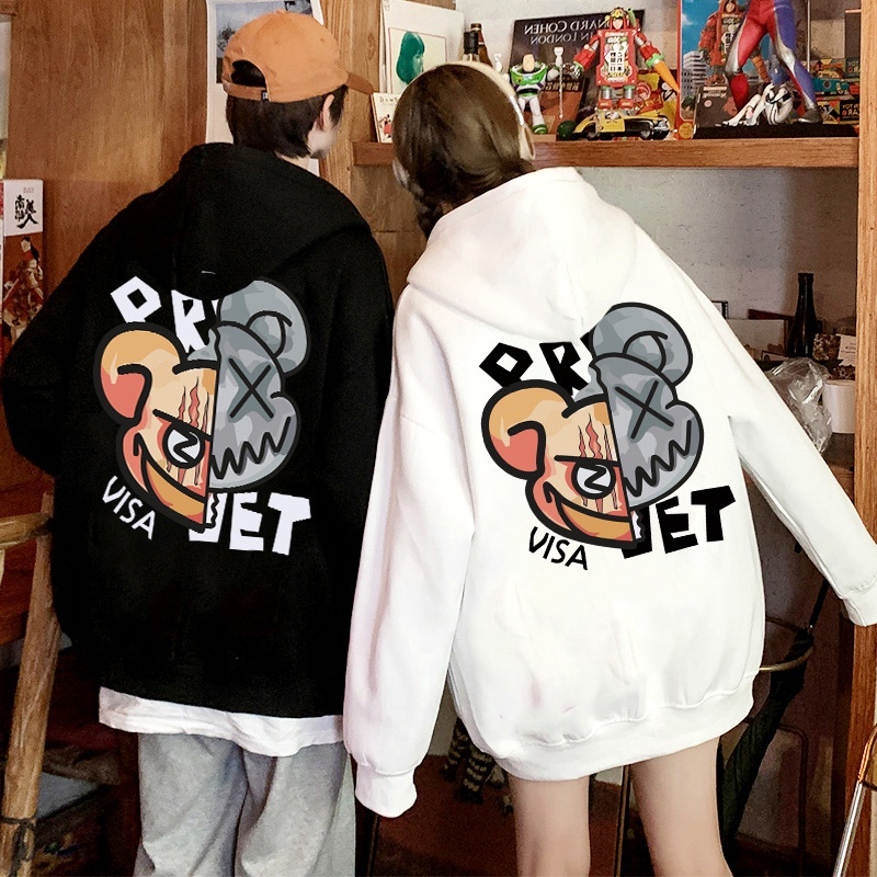Áo Hoodie Couple Gấu Visa chất liệu nỉ bông siêu ấm, Áo Hoodie Unisex Nam Nữ