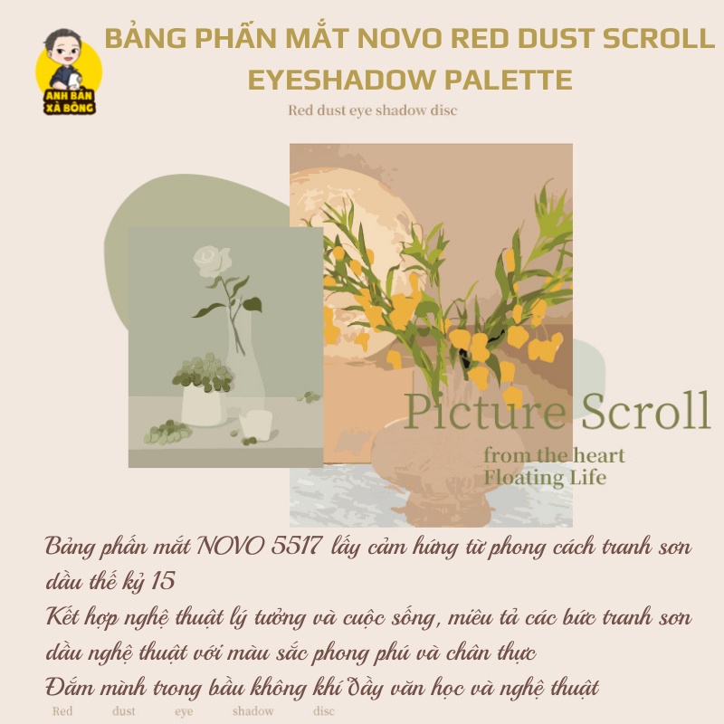 Bảng Phấn Mắt 16 Ô Màu Nhũ Lì NOVO 16-Color Red Dust Scroll Eyeshadow Palette 5517