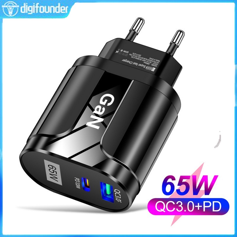 Cục Sạc Nhanh DIGIFOUNDER GaN USB C QC3.0 PD USB-C Type C Cho iPhone 13 Pro Max Macbook Q9V2
