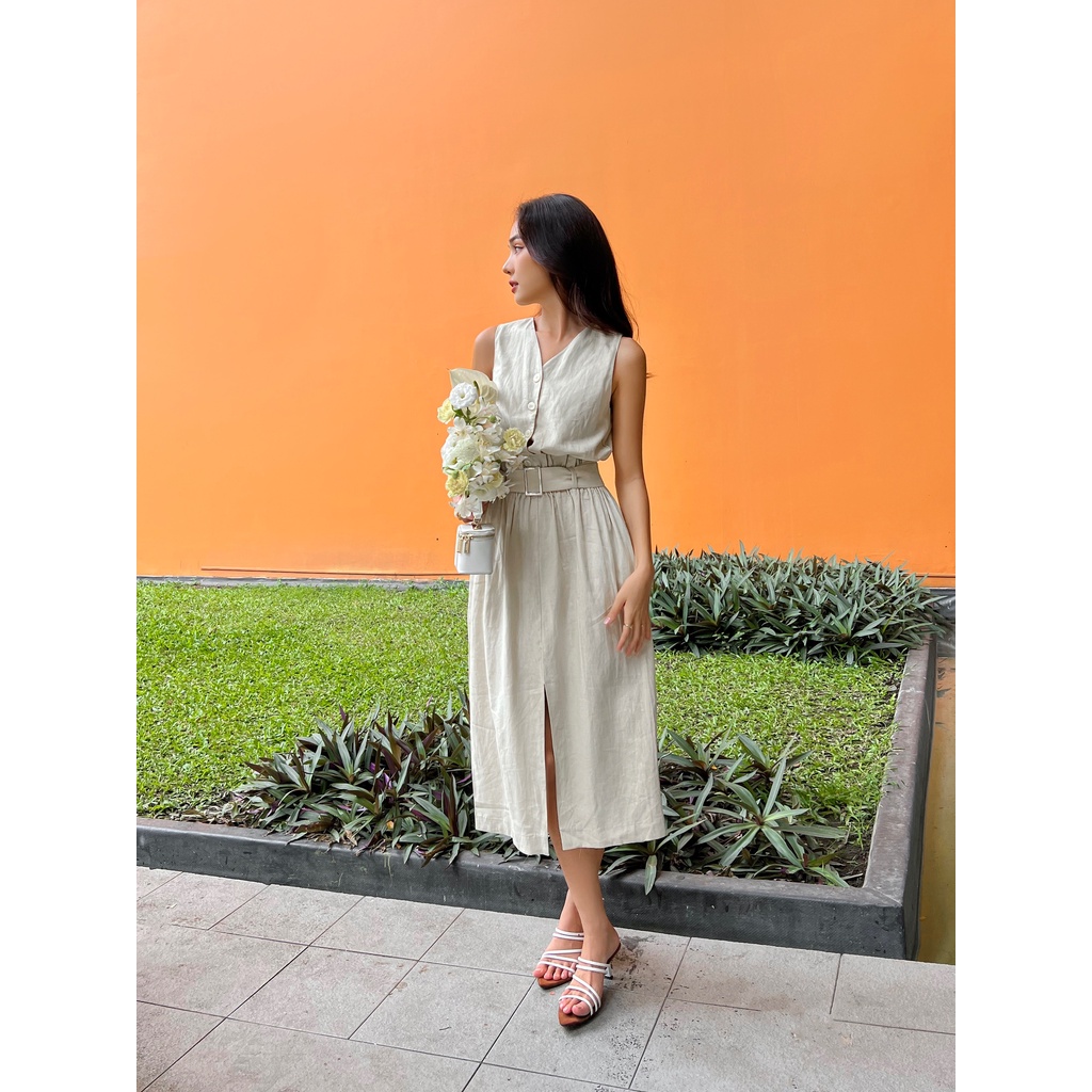 ĐẦM LINEN KÈM BELT