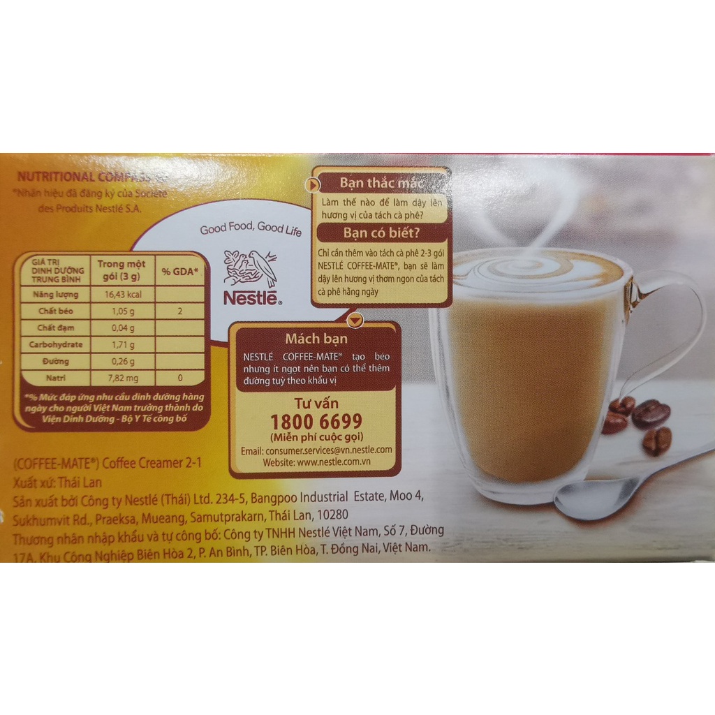 Combo 5 hộp Bột kem NESTLE Coffee Mate 45g / Bột kem NESTLÉ Coffee Mate hộp 15 gói x 3g