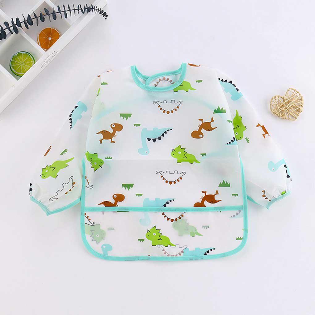 Bộ 4 Tạp Dề Chống Nước Tay Dài In Hình Hoạt Hình Unisex Cho Trẻ Em