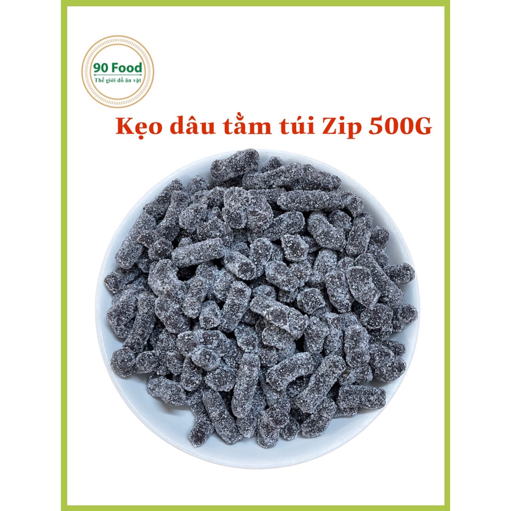 Kẹo Dâu Tây mix Kẹo Dâu Tằm Đà Lạt 90 Food túi Zip 500G thơm ngon nhức nách