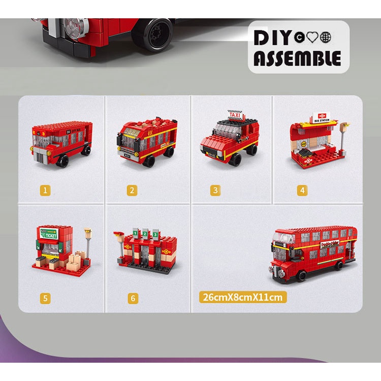 1000 CHI TIẾT Bộ đồ chơi lắp ghép Mô hình xe bus 2 tầng chất liệu nhựa ABS cao cấp