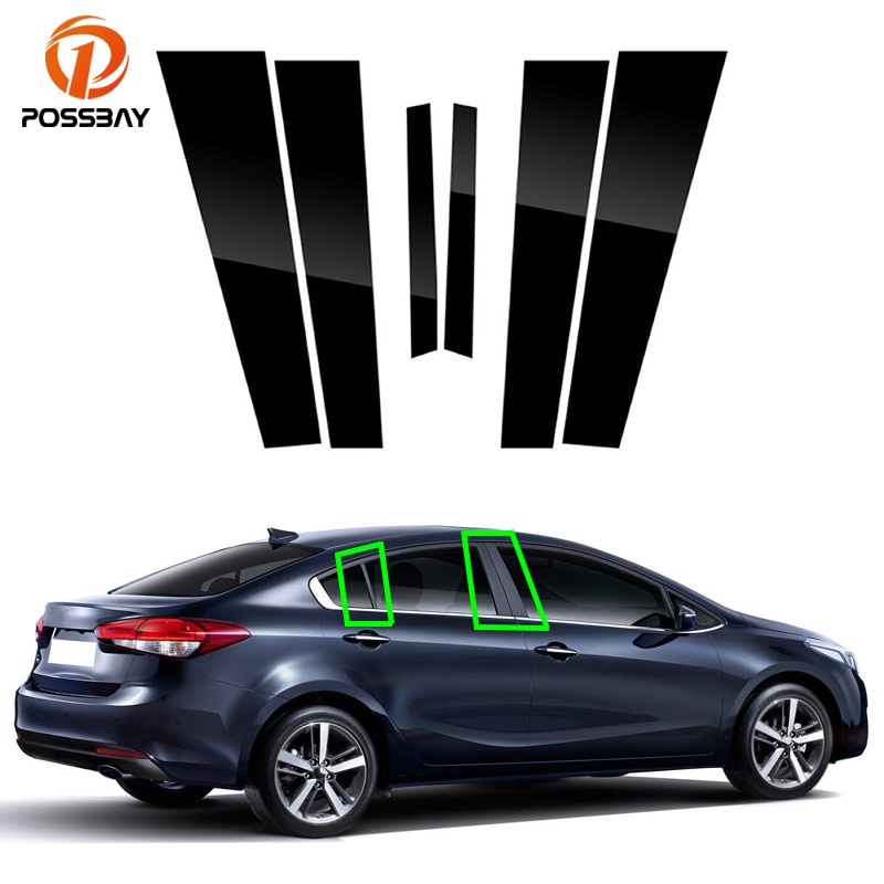 Set 6 Miếng Dán Viền Cửa Sổ Xe Hơi Kia Cerato K3 Forte 2014-2018 Màu Đen Bóng