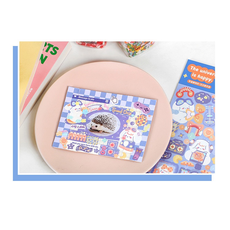 Bộ Sticker Dán Trang Trí Sổ Tay / Nhật Ký Hình Vũ Trụ 6 Phong Cách Kawaii