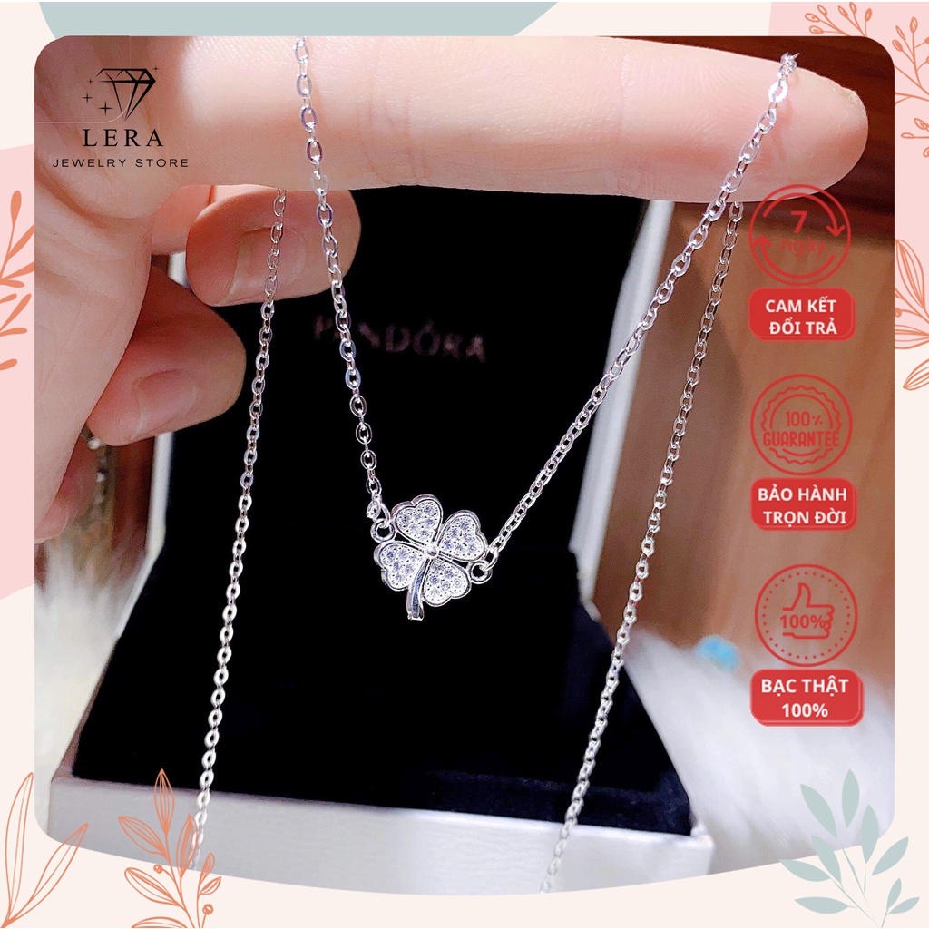 Dây chuyền nữ bạc ta mặt cỏ 4 lá may mắn, vòng cổ bạc ta 925 nữ thiết kế tại trang sức bạc LERA Long Biên - Hà Nội