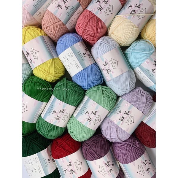 Mã màu 1-20 Len cotton màu sắc đa dạng Susan’s Family 4 mềm mượt, không bai nhão 50gr/cuộn (MÃ MÀU TỪ 1-20)