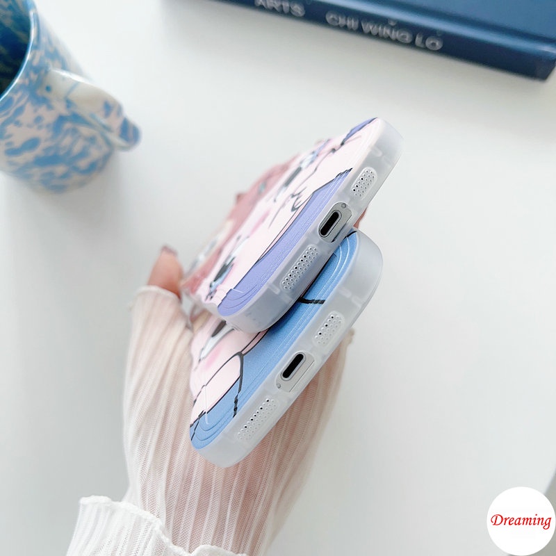 Ốp Lưng Điện Thoại cho iPhone 14 13 12 Mini 11 Pro X XR XS Max SE 2020 7 8 Plus Oval Big Eye Wavy Pattern Motif Cô gái hoa dễ thương