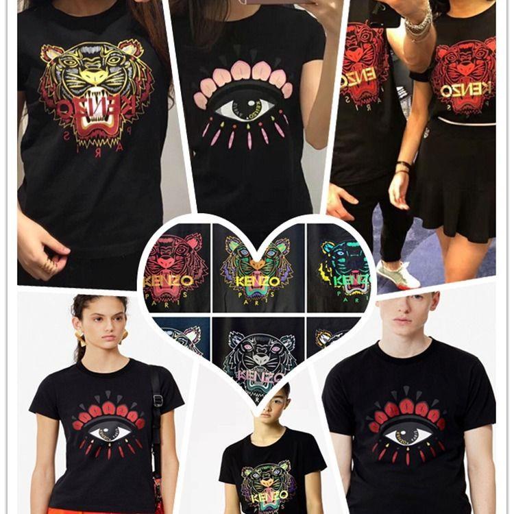 Kenzo Áo Thun cotton Cổ Tròn Tay Ngắn In Hình Đầu Hổ Thời Trang Mùa Hè 2022 Cho Nam Và Nữ