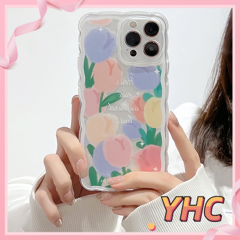 Ốp Điện Thoại Họa Tiết Hoa Viền Lượn Sóng Cho Iphone6 6splus 7 7plus 8plus XR x xs 12 11 pro max plus 13 Promax