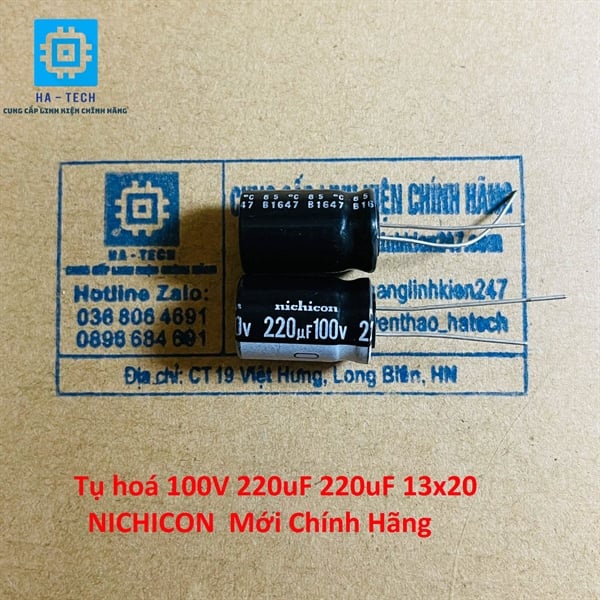 Tụ hoá 100V 220uF 220UF 13x20 nichicon chính hãng mới 100%