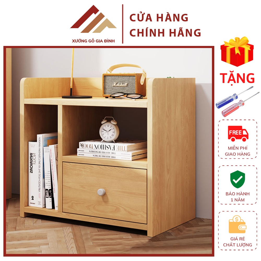 Tủ đầu giường kệ đầu giường gỗ mini 2 ngăn kéo để đồ trang trí decor đèn ngủ lọ hoa phòng ngủ táp tab đầu giường