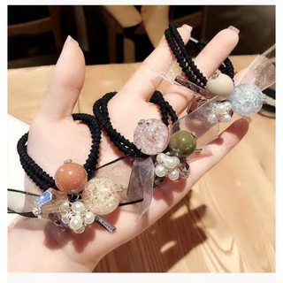 Dây buộc tóc đính pha lê co giãn thời trang dành cho nữ