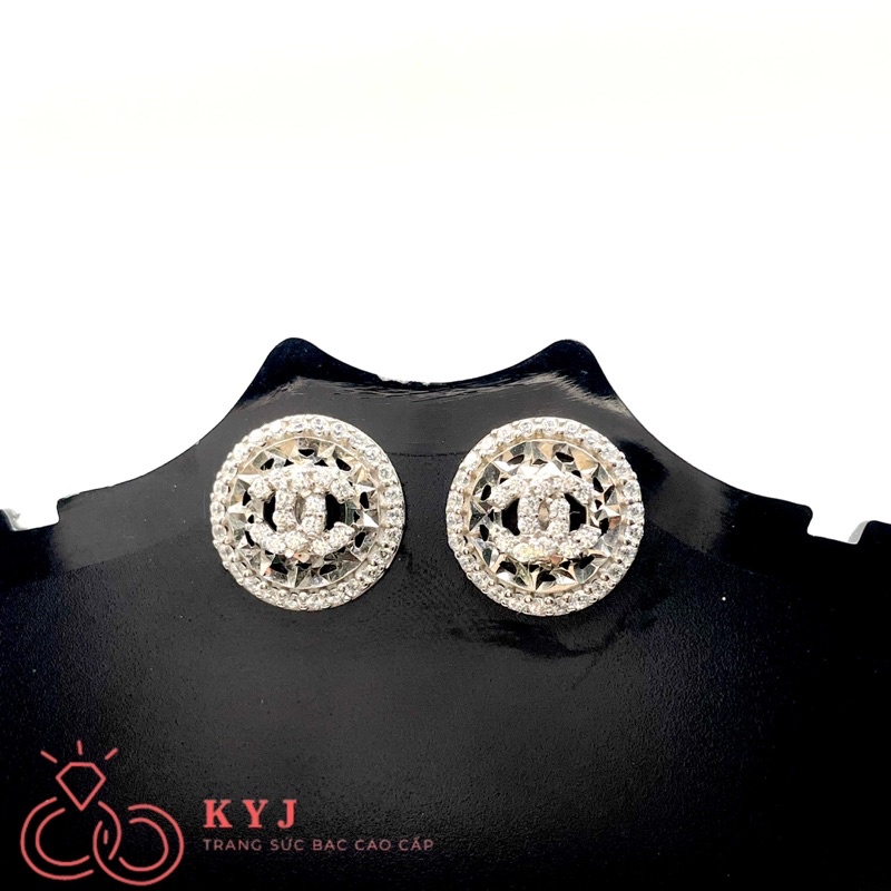 Bông khuyên tai bạc nữ KYJ GC đính đá full cao cấp S925 - 2201 - 𝐇𝐚̀𝐧𝐠 𝐓𝐡𝐢𝐞̂́𝐭 𝐊𝐞̂́