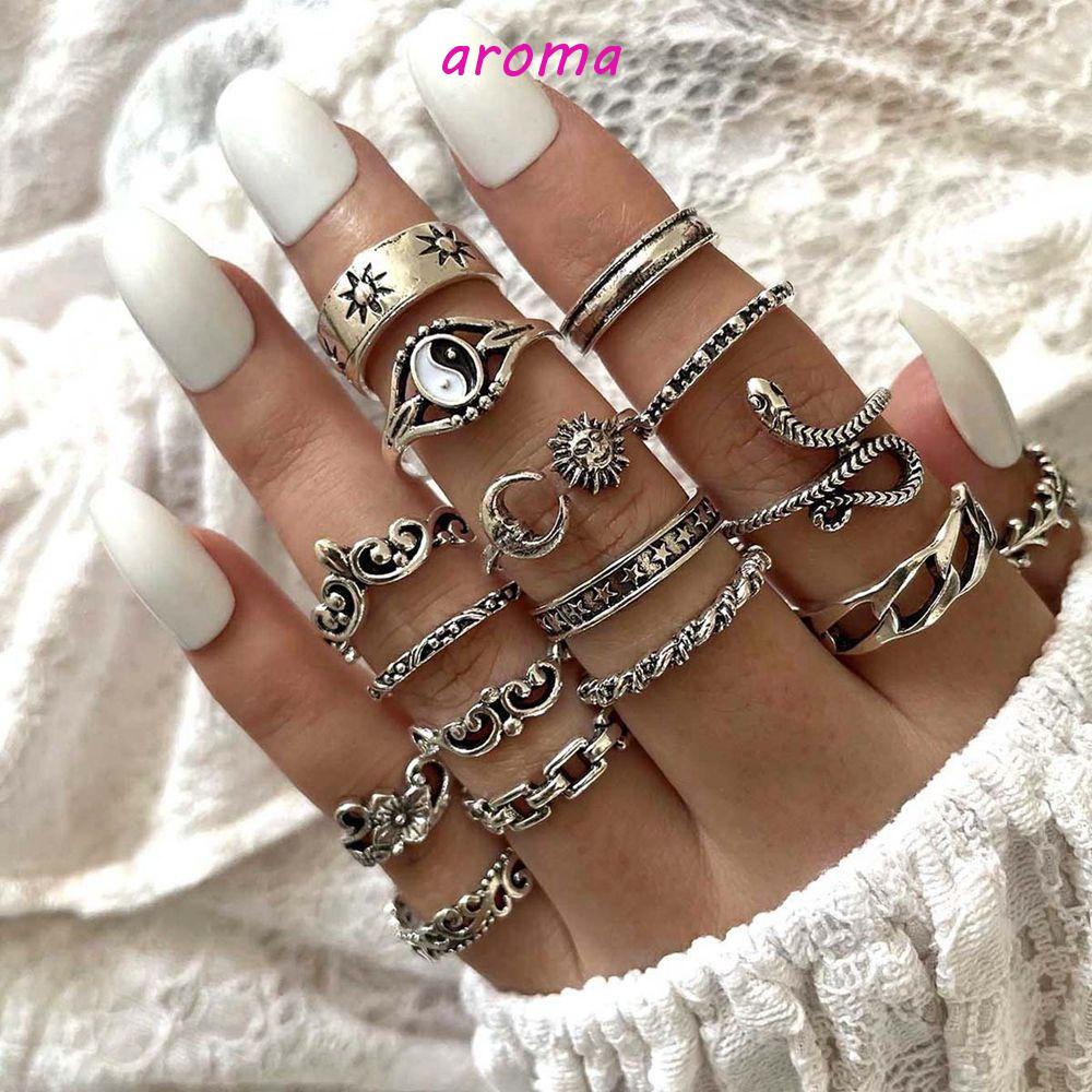 Set 16 Nhẫn Hình Rắn / Ngôi Sao Phong Cách Gothic Thời Trang Cho Nam