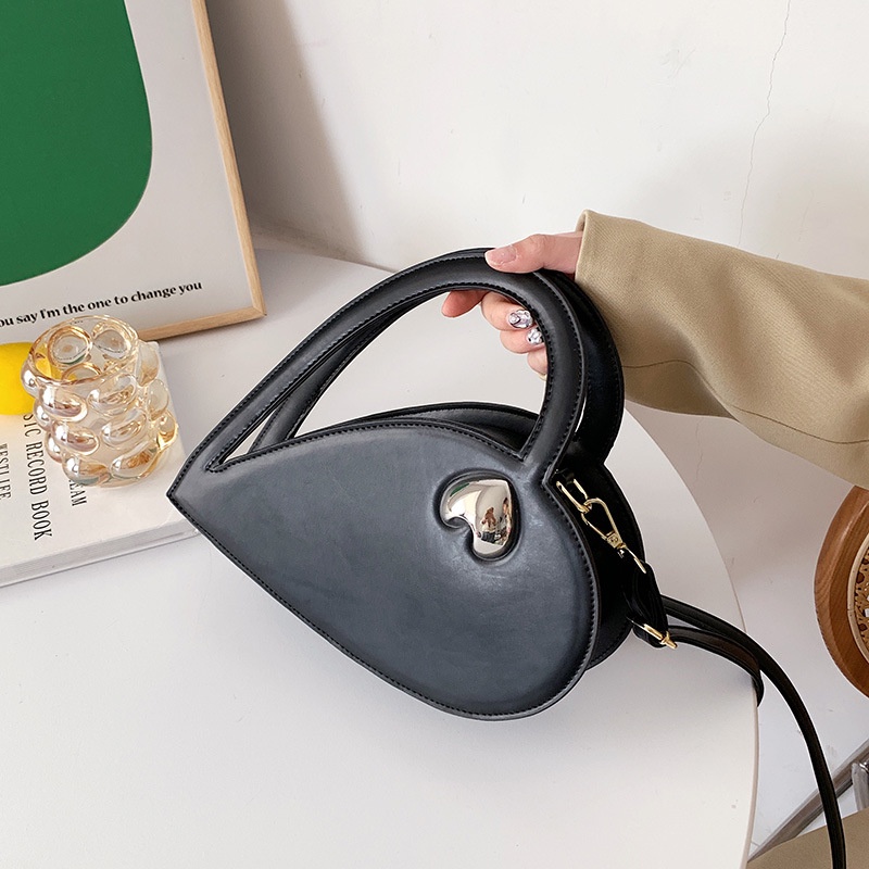 Ielgy niche Túi Đeo Chéo Màu Trơn Họa Tiết Trái Tim Cho Nữ