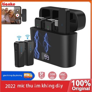 Man hinh LCD Bộ 2 micro thu âm không dây T5 Micrô không dây cho điện thoại có sạc Micrô chống ồn thông Cese cho Youtu