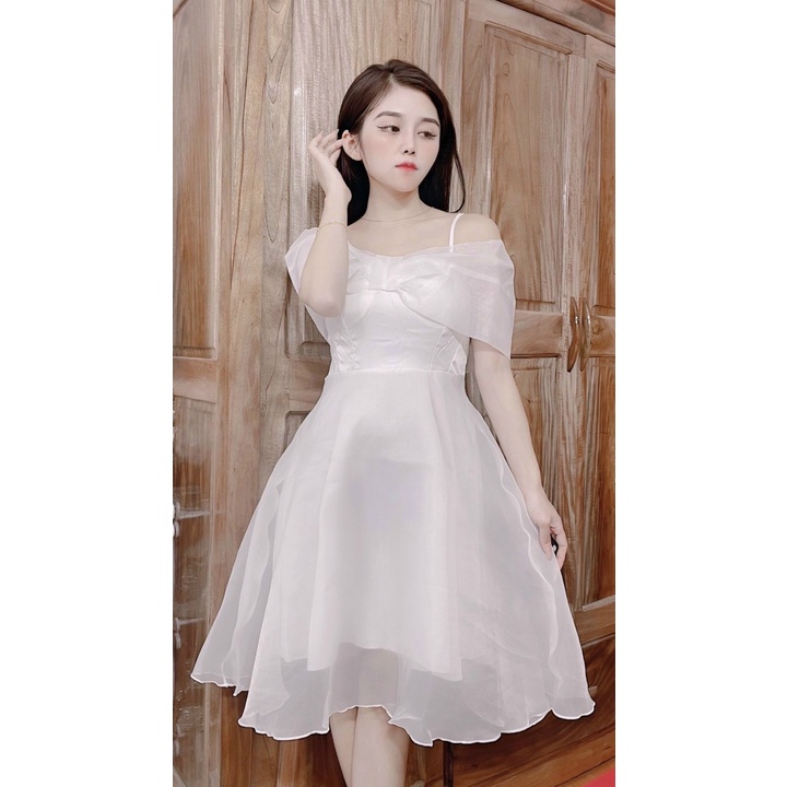 Váy trắng trễ vai, đầm công chúa hàng thiết kế dự tiệc, sinh nhật, kỷ yếu dễ thương_thoitranhabie
