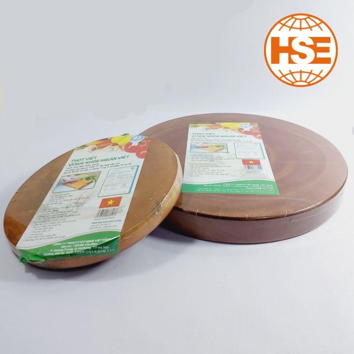 Thớt thái gỗ Xà Cừ hình tròn trung  thớt gỗ nguyên khối - HSE