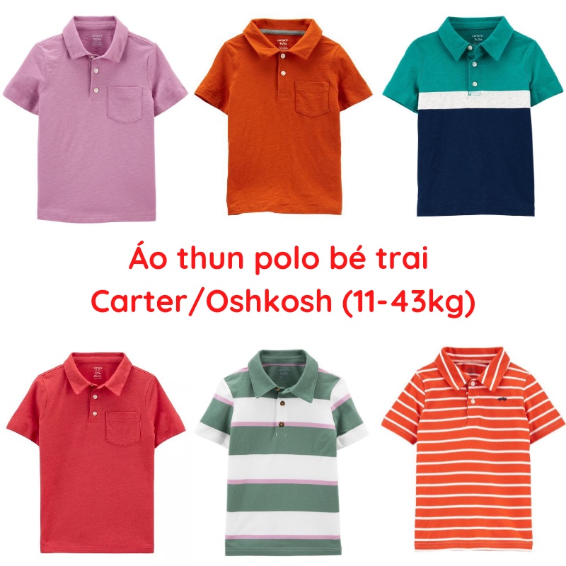 Áo thun bé trai CA / OSH VNXK DƯ XIN SIZE 3M-14T Áo thun polo / Áo thun cotton cổ bẻ / Áo thun cổ trụ