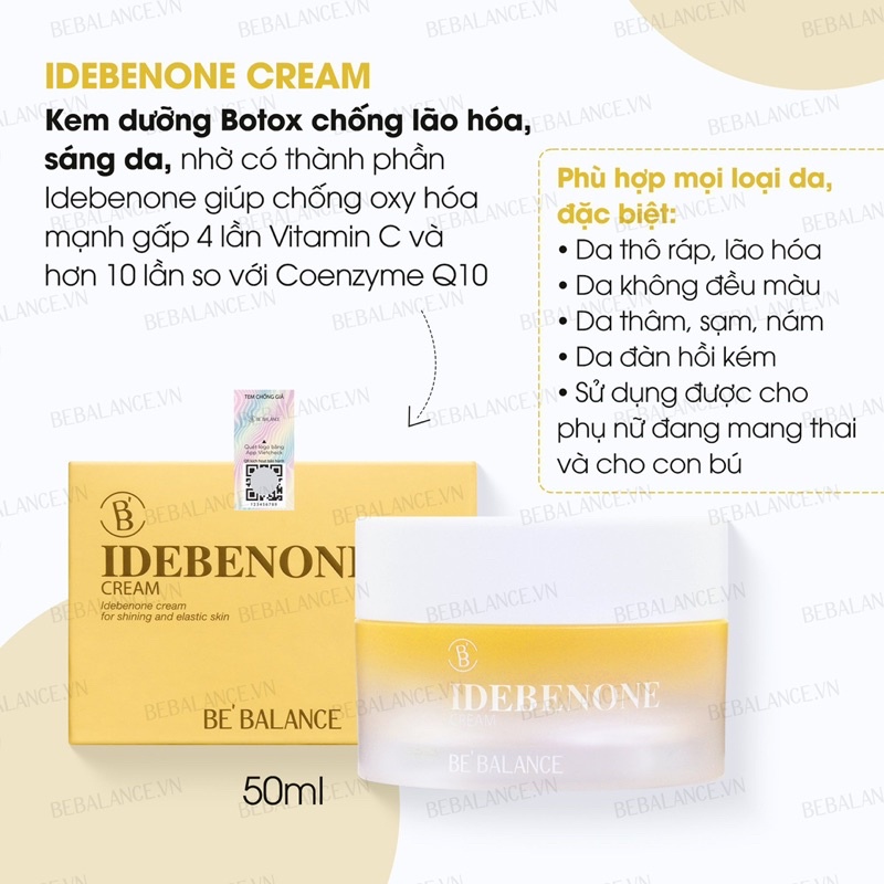 Kem dưỡng Chống lão hóa Be'Balance Idebenone Cream (50ml)