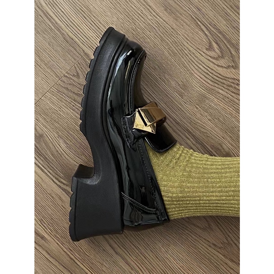 Giày Lười Da Đế Dày 5CM Thời Trang 2022 Dành Cho Nữ