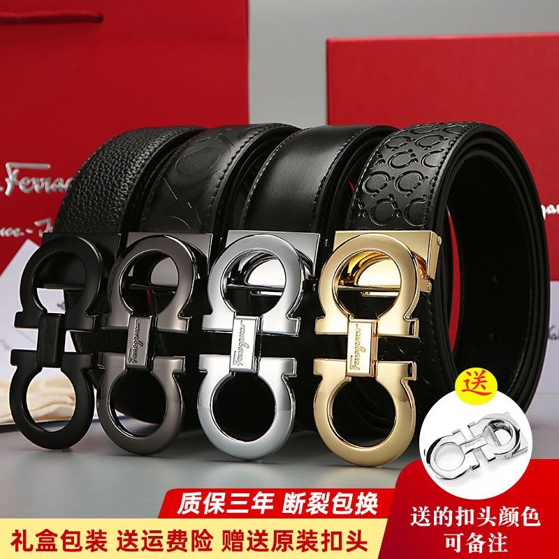 Salvatore Ferragamo Thắt Lưng Da Bò Thật Khóa Số 8 Thời Trang Hàn Quốc Cho Nam