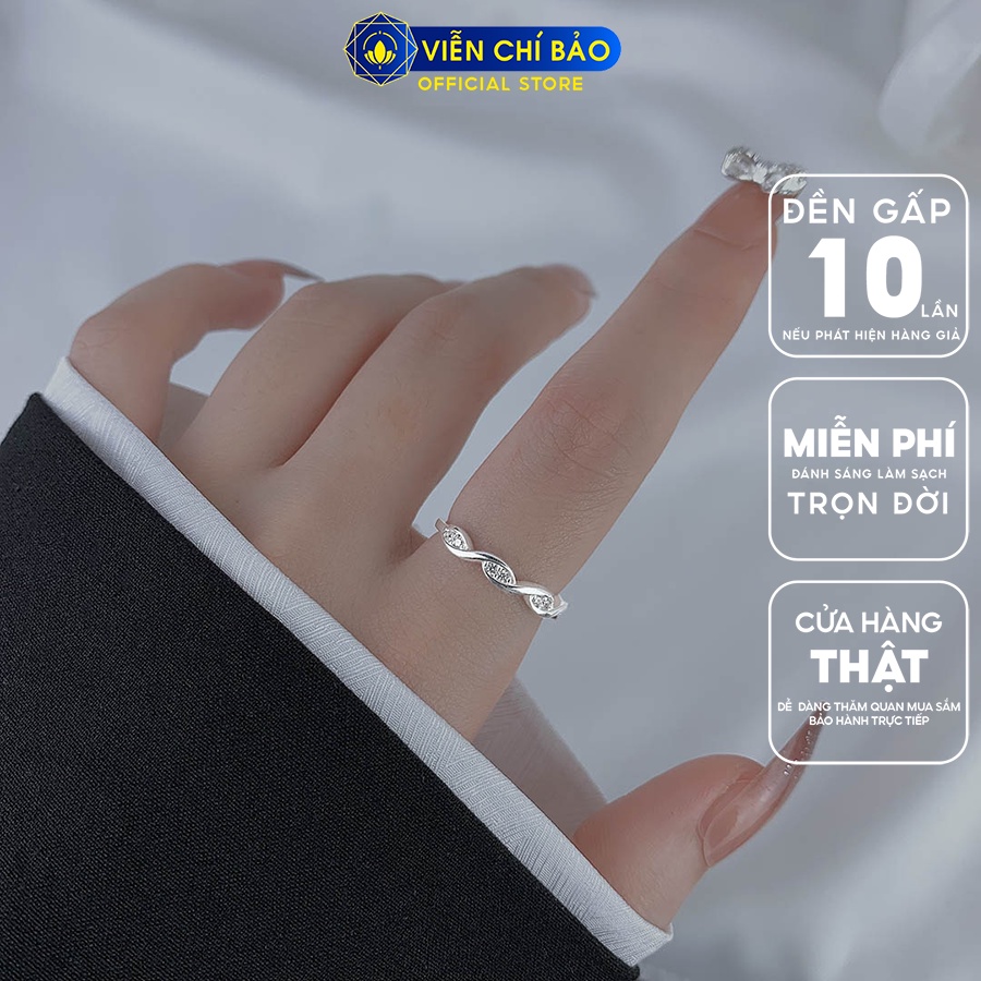 Nhẫn bạc nữ vô cực đính đá chất liệu bạc 925 thời trang phụ kiện trang sức Viễn Chí Bảo N400093