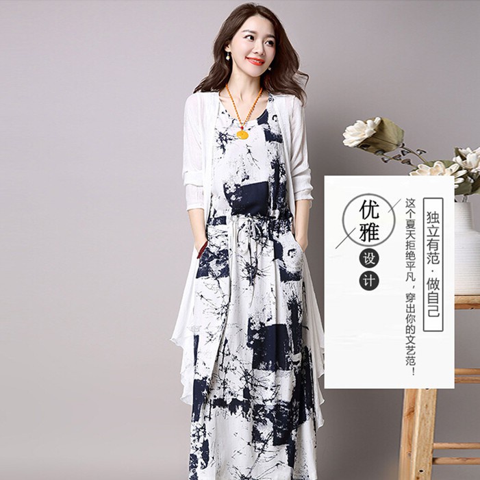 ♈☈❡Set Áo Váy Và Áo Khoác Ngoài Không Tay Thời Trang Mùa Hè Mới Cho Nữ