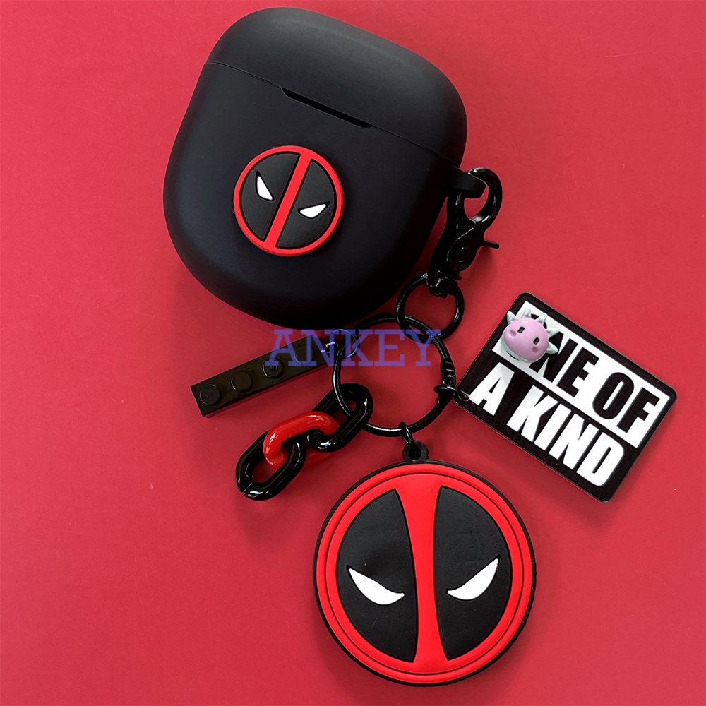 For Bose QuietComfort Ultra Earbuds Case Earphone Cover Black Deadpool Lovely Earbuds Waterproof Shockproof Soft Protective Headphone Cover Headset Skin with Hook