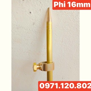 Kim thu lôi / cọc tiếp đất đồng thau phi 16mm dài 1m