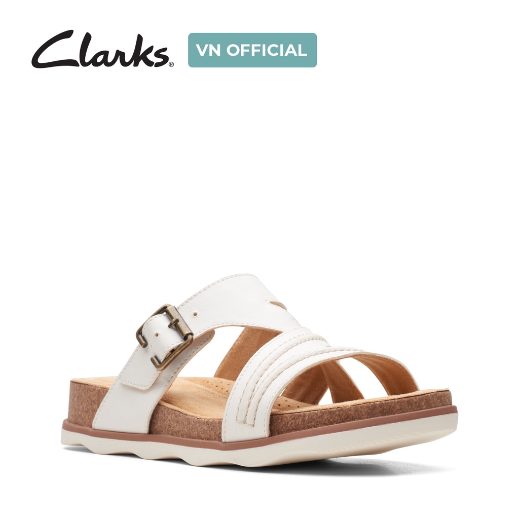 Dép Xỏ Ngón Da Nữ Clarks Brynn Hope màu Trắng