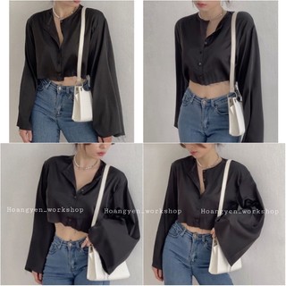 Victoria Blouse - áo lụa satin ngắn tay loe