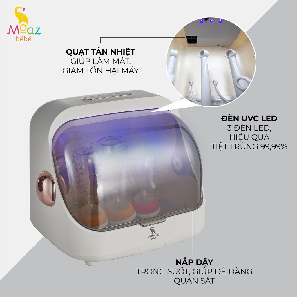 Khay úp bình sữa cho bé Moaz Bebe MB044 có nắp đậy và tiệt trùng sấy khô tia UVC