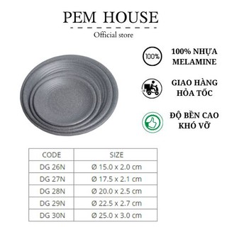 Dĩa Nhựa Melamine Gân Nhám Xám
