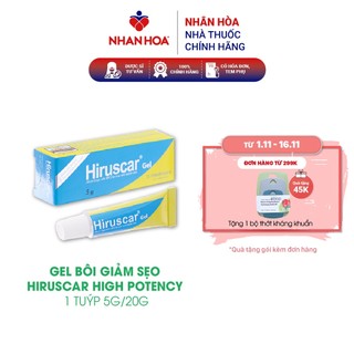 Gel bôi giảm sẹo hiruscar high potency tuýp 5g/20g