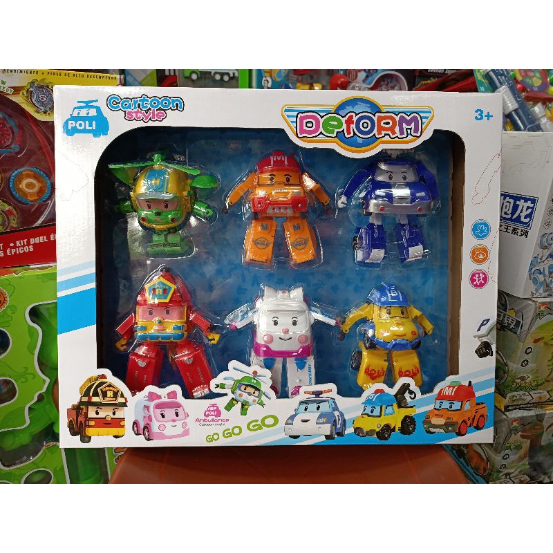 Hộp đồ chơi lắp ghép Robot biến hình thành xe ô tô POLI 381D