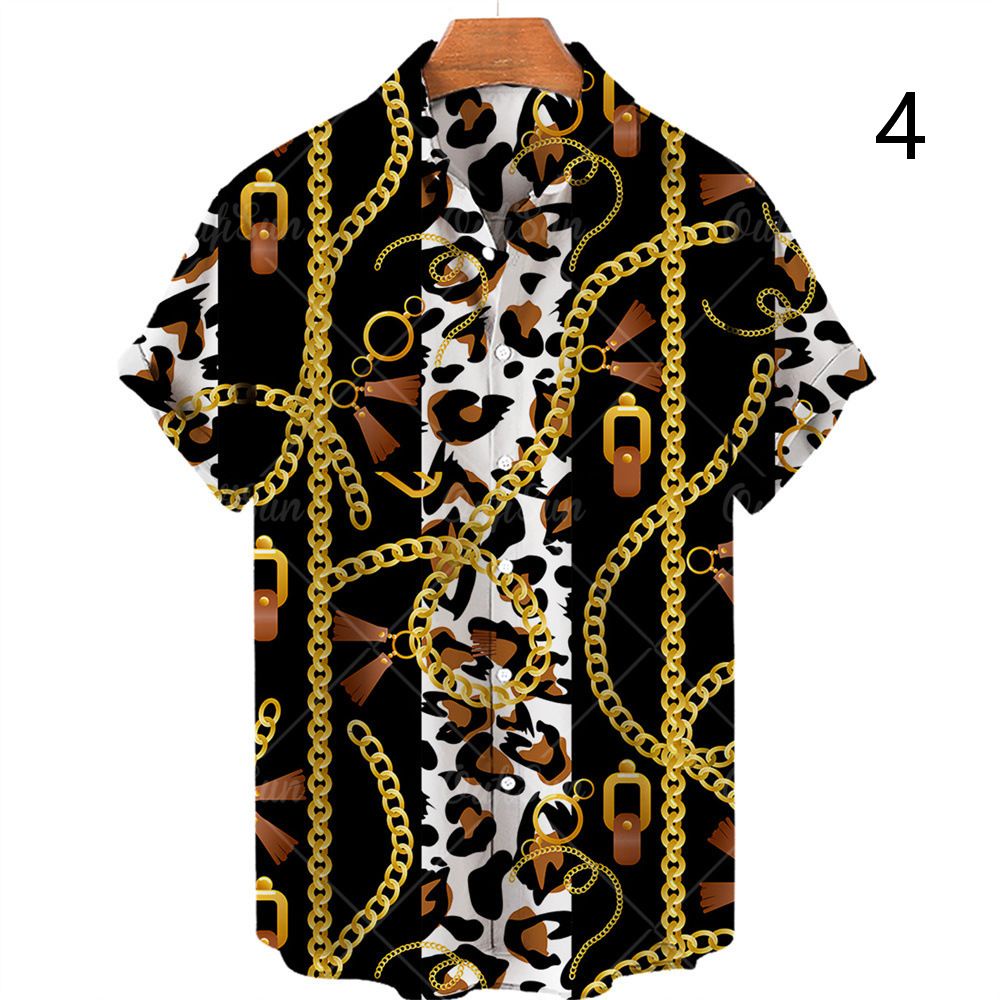 Áo Sơ Mi Nam Tay Ngắn In Hình Đầu Lâu Và Tiền Đô La