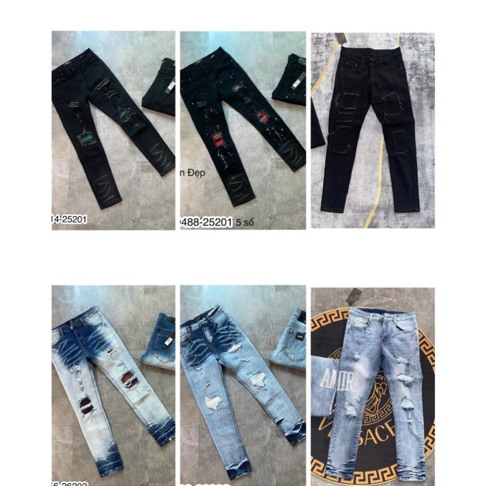 Quần Jean Nam Amiri Vá Da Màu Siêu Chất - Quần Jeans Nam Amiri Vá Cực Xịn 