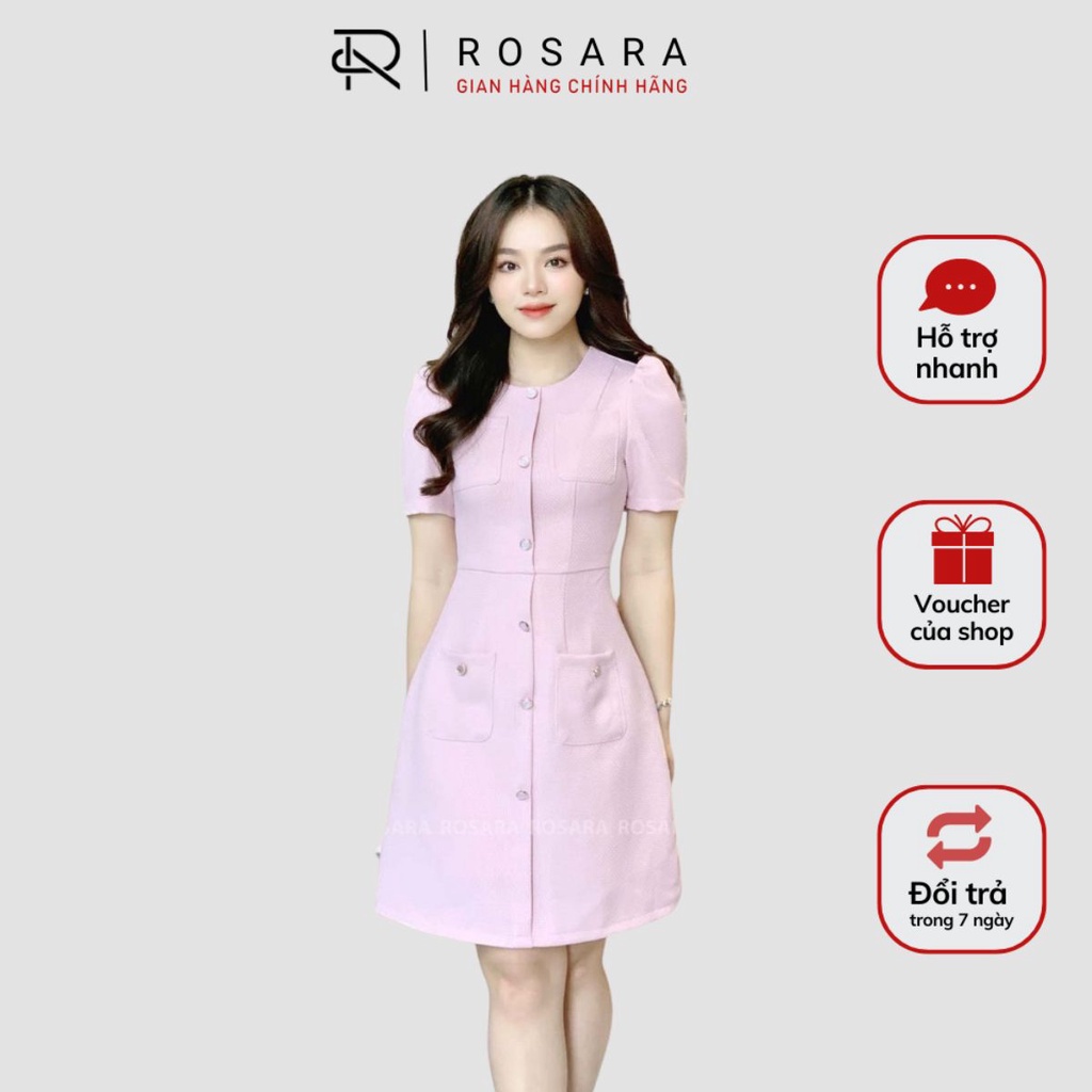 Váy thiết kế thời trang nữ hồng dạ tex dáng xòe Thời Trang Rosara V46
