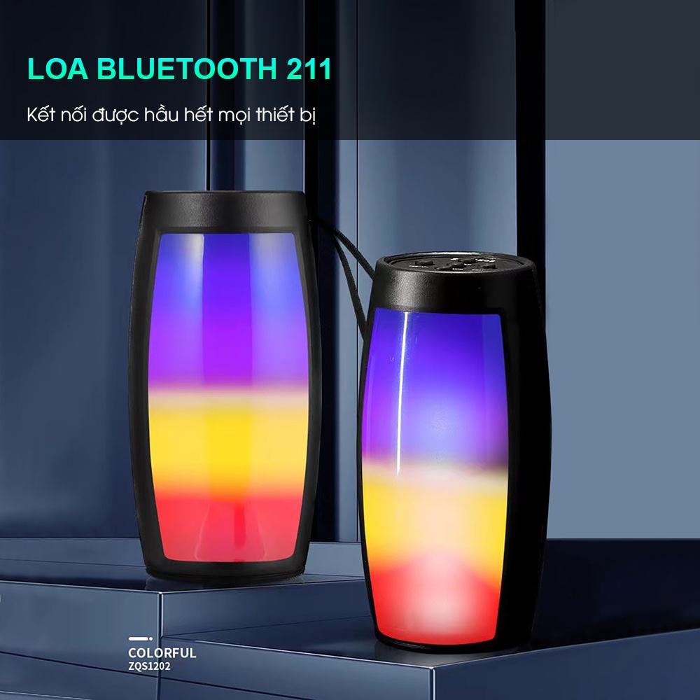 Loa bluetooth không dây mini SIDOTECH 211 bass mạnh âm thanh vòm LED RGB rực rỡ cho điện thoại laptop để bàn