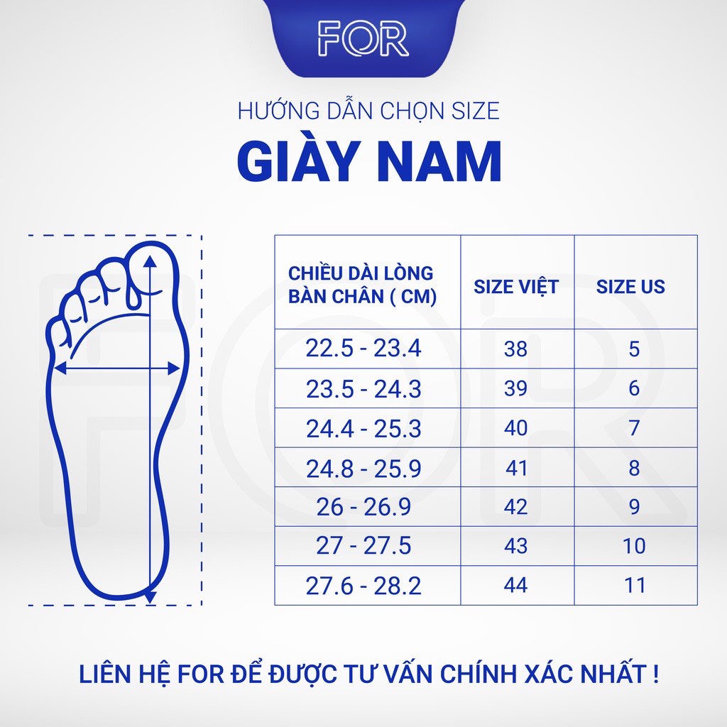 Giày nam FOR cao cấp da bò dập vân chống nhăn chính hãng bảo hành 12 tháng PLF09