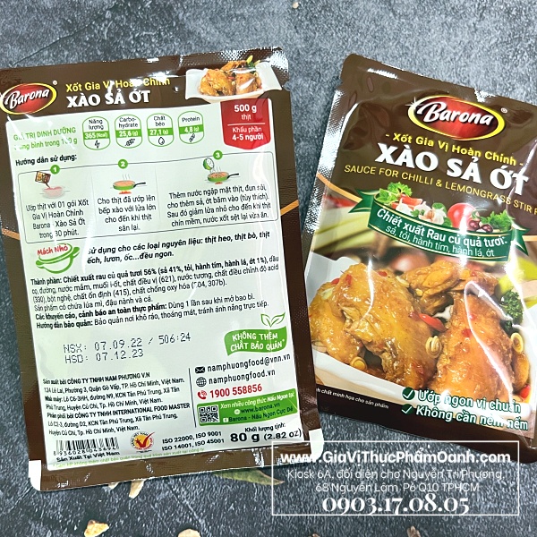 Gia vị hoàn chỉnh XÀO SẢ ỚT Barona