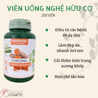 Tinh nghệ hữu cơ nat&form hộp 200 viên/ 2 tháng