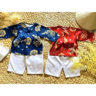 Bà Ba Bé Trai Bé Gái Chất Gấm Lụa Kèm Khăn Rằn