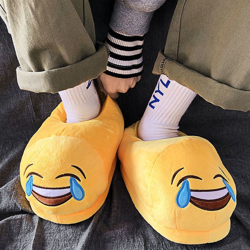 Winter Net Red Hài hước Dép bông Couple Túi gót chân ấm áp