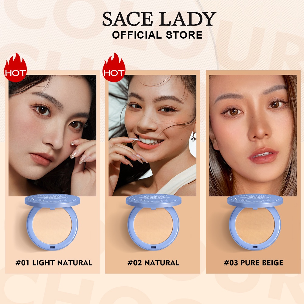 Phấn Phủ Nén Kiềm Dầu, Không Trôi SACE LADY Lasting Waterproof Oil Control Pressed Powder