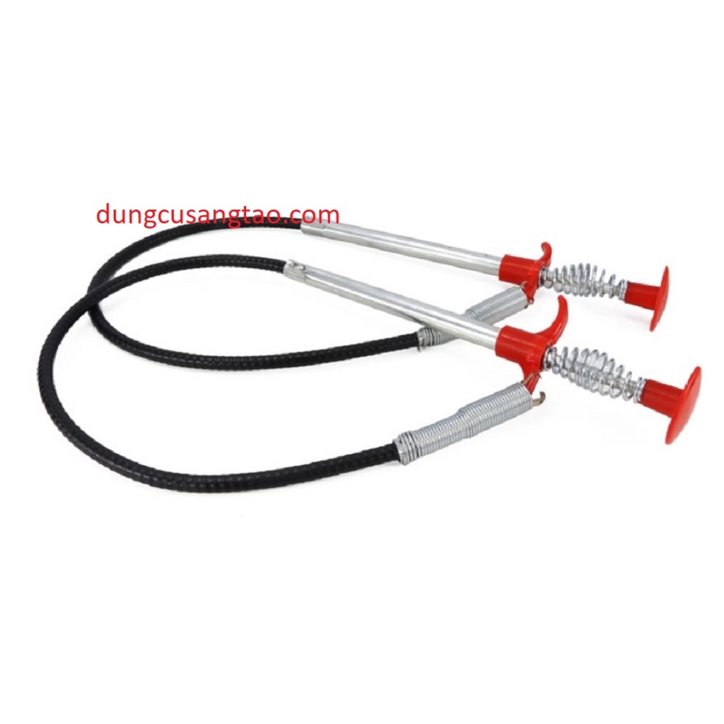 Dụng cụ gắp rác thông tắc cống loại 60cm, Dây thông tắc cống lò xo có kẹp gắp, Que thông cống gắp rác lò xo bằng thép